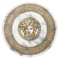 Koberec okrúhly EMERALD exkluzívne 1011 glamour, medúza grécky rám krém / zlato