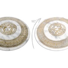 Koberec okrúhly EMERALD exkluzívne 1011 glamour, medúza grécky rám krém / zlato