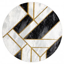 Koberec okrúhly EMERALD exkluzív 1015 glamour, mramor, čierno / zlatý