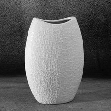 Váza dekoračná RISO 15 X 8 X 20 cm, keramická hlina, biela