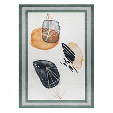 ANDRE Abstraktný, prateľný, protišmykový koberec - bielo/zelený
