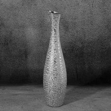 Váza dekoratívna RISO 10 X 41 cm, keramická hlina, strieborná