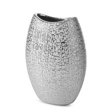 Váza dekoratívna RISO 15 X 8 X 20 cm, keramická hlina, strieborná