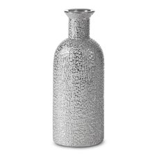 Váza dekoratívna RISO 16 X 11 X 40 cm, keramická hlina, strieborná