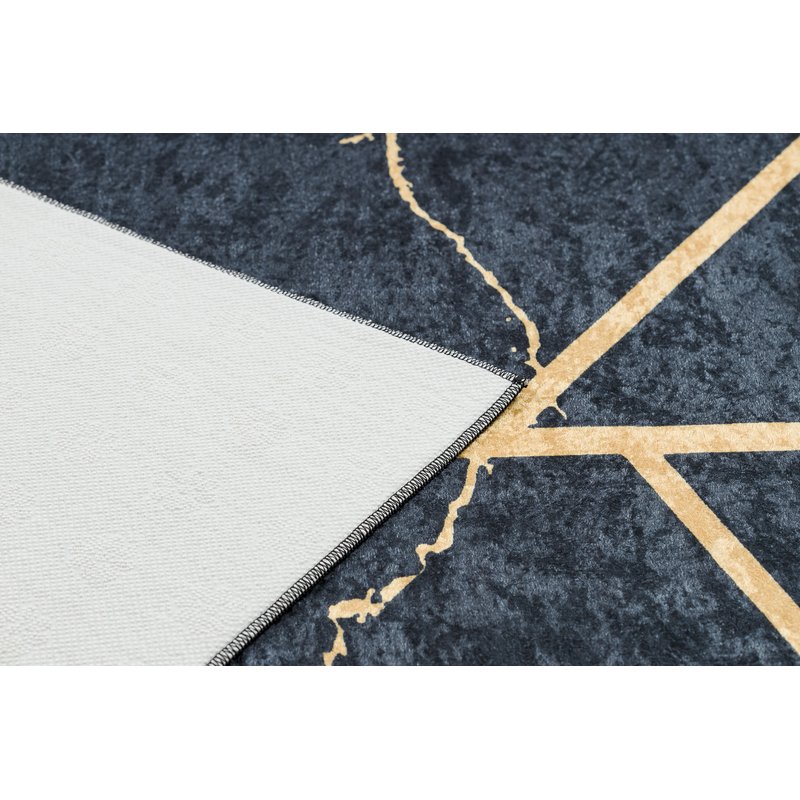 Protišmykový prateľný koberec ANDRE 1222 Mramor, geometrický, čierny