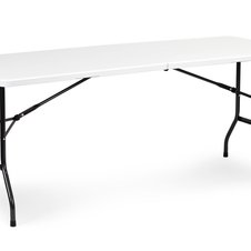 Cateringový skladací set, stôl 180cm + 2 lavice, white