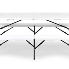 Cateringový skladací set, stôl 180cm + 2 lavice, white