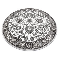 Okrúhly koberec MATEO 8037/644 Kvety, s rámom, sivý