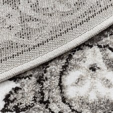 Okrúhly koberec MATEO 8037/944 Kvety, s rámom, sivo - béžový