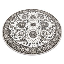Okrúhly koberec MATEO 8037/944 Kvety, s rámom, sivo - béžový