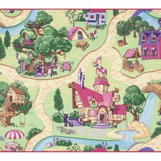Protišmykový detský koberec REBEL ROADS 27 Ružové mestečko, ružovo - zelený