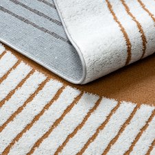 Moderný koberec SPRINGS 904 Geometrický vzor, slonovinová kosť - medený
