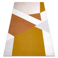 Moderný koberec SPRINGS 827 Geometrický vzor, slonovinová kosť - žlto - sivý