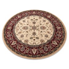 Vlnený okrúhly koberec OMEGA  ARIES Kvety, rubínovo - červený