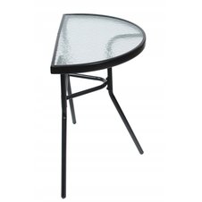 Polkruhový čierny sklenený stolík na balkón